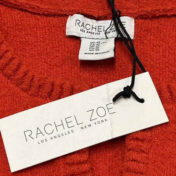 Rachel Zoe Sweater Blazer XL Orange Braided Trim Button Front Cardigan Career - Picture 3 of 10